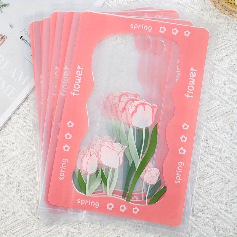 10pcs Small Fresh Tulip Gypsophila Dessert Tote Bag Packing Bag