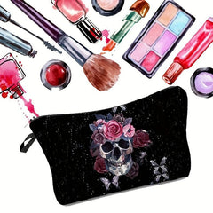 Skull Pattern Makeup Bag Halloween Travel Clutch Lazy Storage Bag