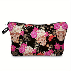 Skull Pattern Makeup Bag Halloween Travel Clutch Lazy Storage Bag