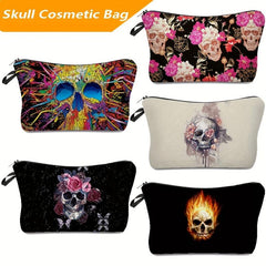 Skull Pattern Makeup Bag Halloween Travel Clutch Lazy Storage Bag