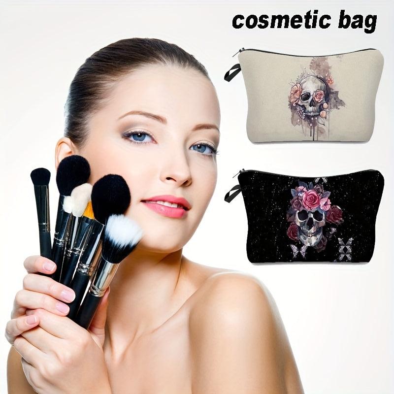Skull Pattern Makeup Bag Halloween Travel Clutch Lazy Storage Bag