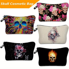 Skull Pattern Makeup Bag Halloween Travel Clutch Lazy Storage Bag