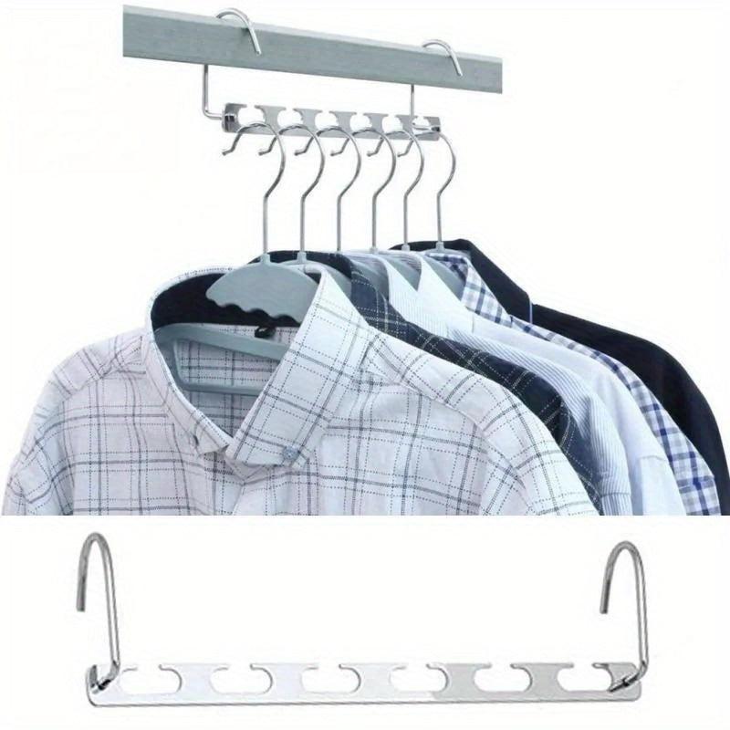 2pcs Metal Hangers with Magic Hook 6 Hole Clothing Wardrobe Organiz