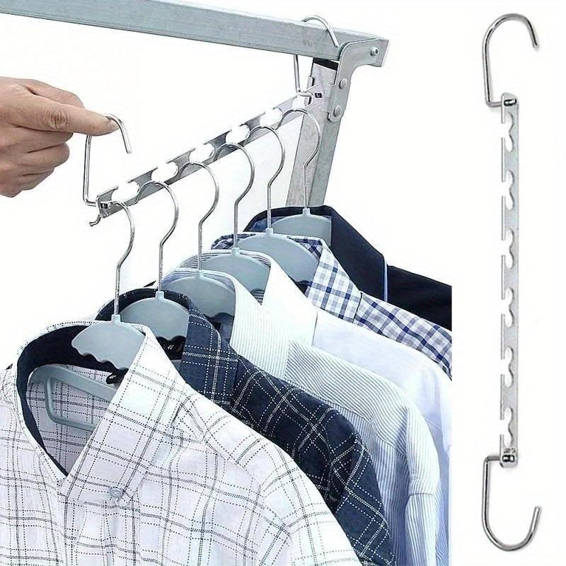 2pcs Metal Hangers with Magic Hook 6 Hole Clothing Wardrobe Organiz