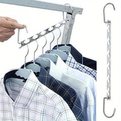 2pcs Metal Hangers with Magic Hook 6 Hole Clothing Wardrobe Organiz
