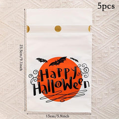 5pcs Halloween Drawstring Pocket Ribbon Candy Biscuit Packaging Bag
