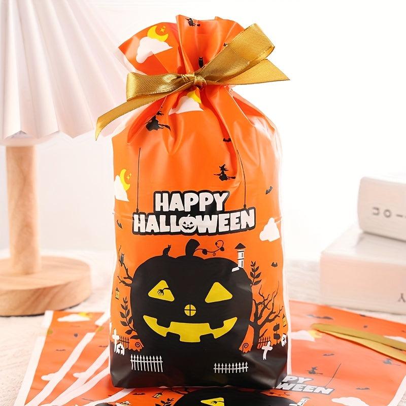 5pcs Halloween Drawstring Pocket Ribbon Candy Biscuit Packaging Bag
