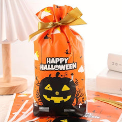 5pcs Halloween Drawstring Pocket Ribbon Candy Biscuit Packaging Bag
