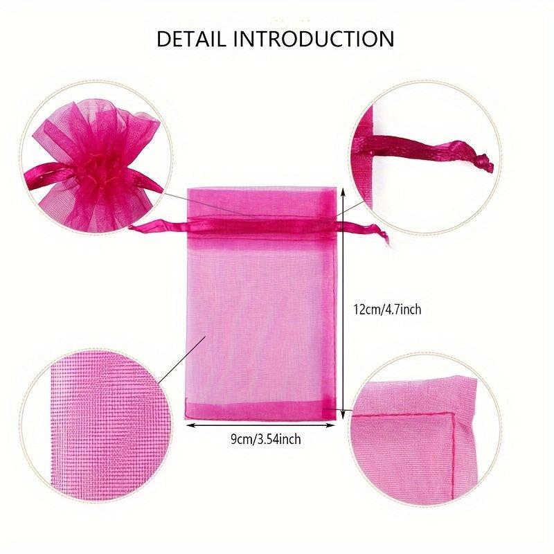 50pcs Organza Bags 3.54''x4.7'' Satin Drawstring Pouch Wedding Favors