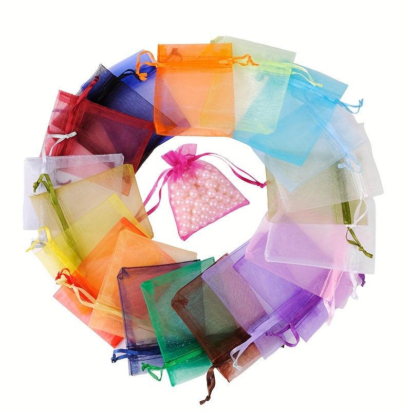 50pcs Organza Bags 3.54''x4.7'' Satin Drawstring Pouch Wedding Favors