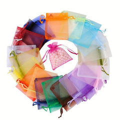 50pcs Organza Bags 3.54''x4.7'' Satin Drawstring Pouch Wedding Favors