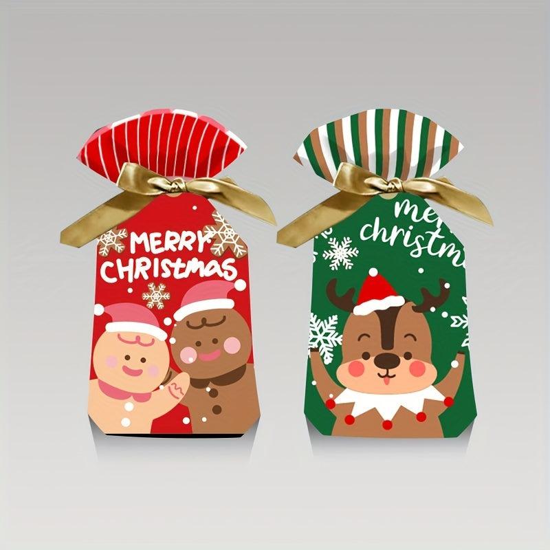 20pcs Christmas Gift Bags W/Ribbon Drawstring, Candy Fruit More