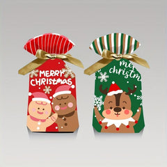 20pcs Christmas Gift Bags W/Ribbon Drawstring, Candy Fruit More