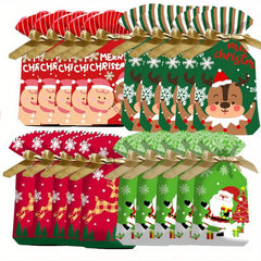 20pcs Christmas Gift Bags W/Ribbon Drawstring, Candy Fruit More