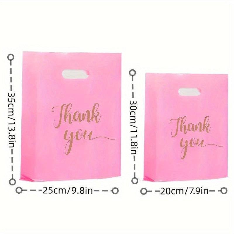 20pcs Pink Thank You Shopping Handbag Cosmetic Packaging Bag