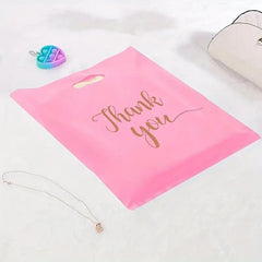 20pcs Pink Thank You Shopping Handbag Cosmetic Packaging Bag