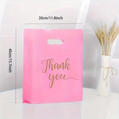 20pcs Pink Thank You Shopping Handbag Cosmetic Packaging Bag