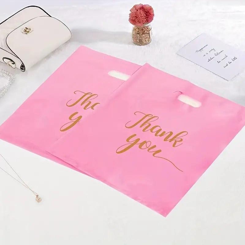 20pcs Pink Thank You Shopping Handbag Cosmetic Packaging Bag
