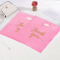 20pcs Pink Thank You Shopping Handbag Cosmetic Packaging Bag