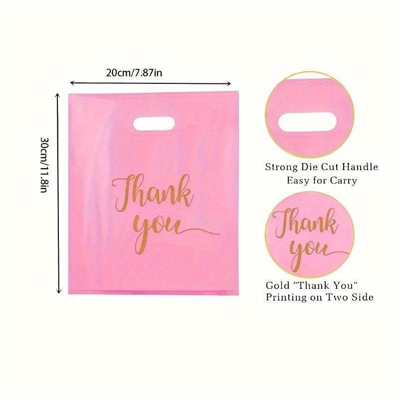 20pcs Pink Thank You Shopping Handbag Cosmetic Packaging Bag