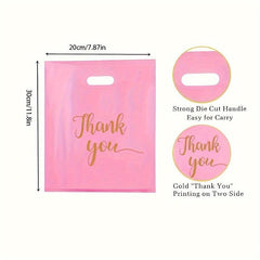 20pcs Pink Thank You Shopping Handbag Cosmetic Packaging Bag