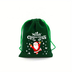 Red Christmas Velvet Bags 9x12cm Drawstring Pouch Candy Gift Bag