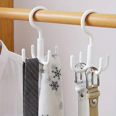 2pcs Rotating Clothes Hanger No Punching Needed Scarf Organizer Belt Rack