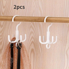 2pcs Rotating Clothes Hanger No Punching Needed Scarf Organizer Belt Rack