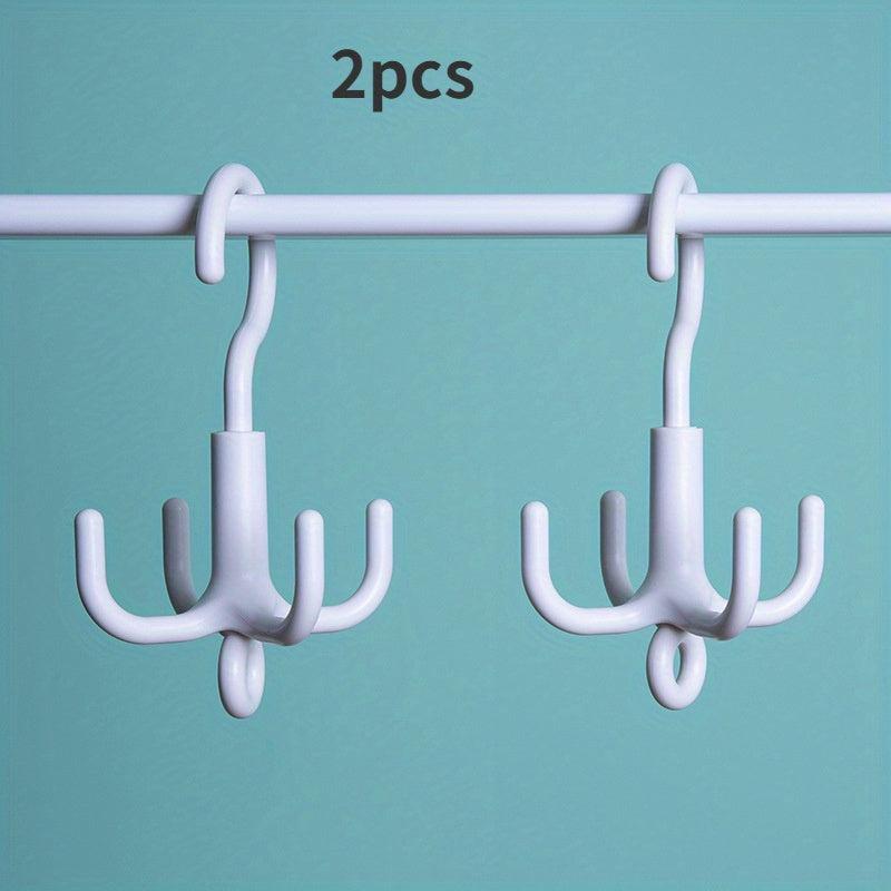 2pcs Rotating Clothes Hanger No Punching Needed Scarf Organizer Belt Rack