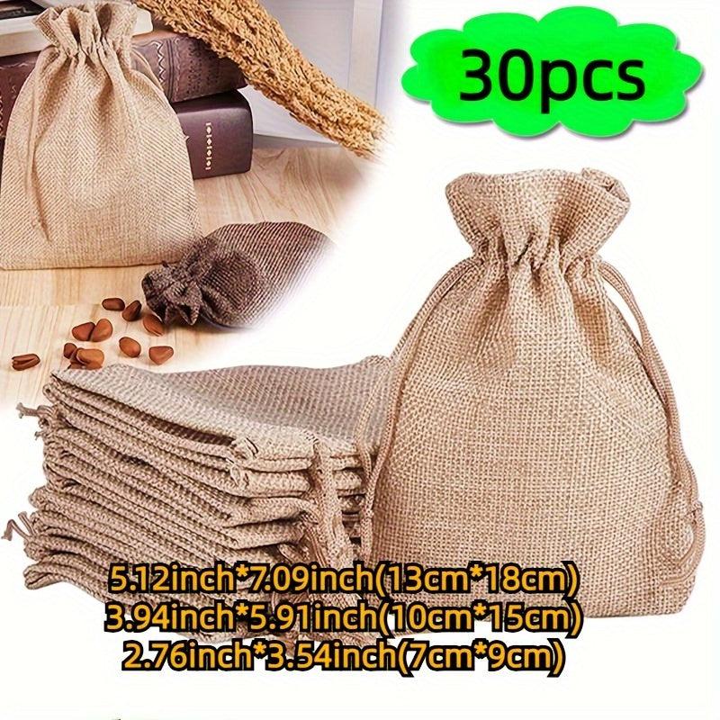 30pcs Coarse Linen Drawstring Bags for Parties or Hotel
