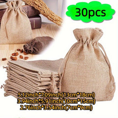 30pcs Coarse Linen Drawstring Bags for Parties or Hotel