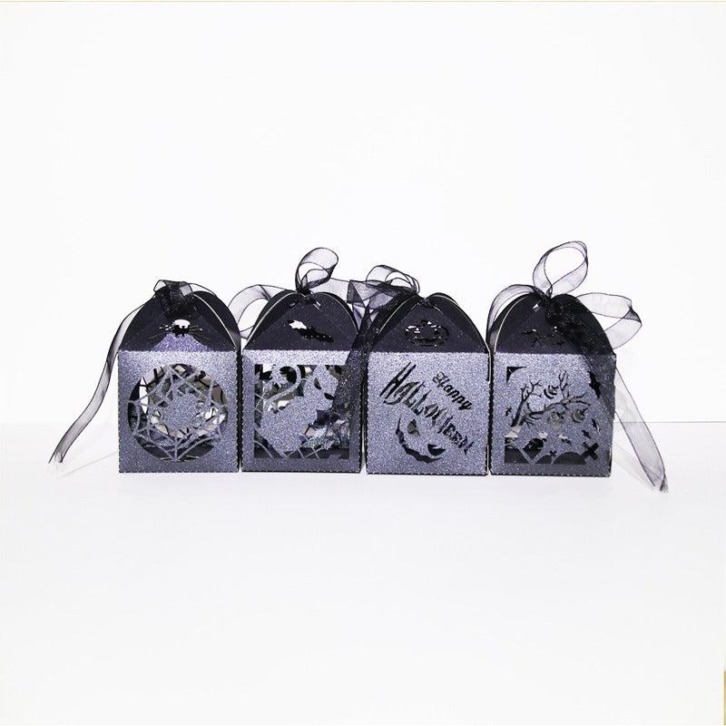 4pcs Halloween Candy Paper Box Pumpkin Ghost Laser Hollow High-end