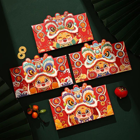 4pcs Dragon Year Spring Blessing Lucky Red Envelopes