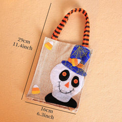 Halloween Pumpkin Burlap Tote Bag Party Costume Props Goodie Bag