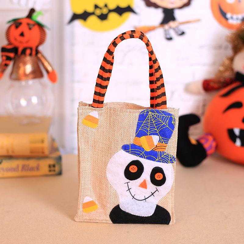Halloween Pumpkin Burlap Tote Bag Party Costume Props Goodie Bag