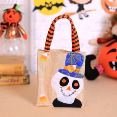 Halloween Pumpkin Burlap Tote Bag Party Costume Props Goodie Bag