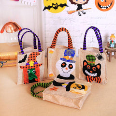 Halloween Pumpkin Burlap Tote Bag Party Costume Props Goodie Bag