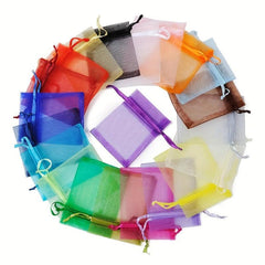 10pcs Christmas Gift Bag Drawstring Mixed Organza Candy Bag