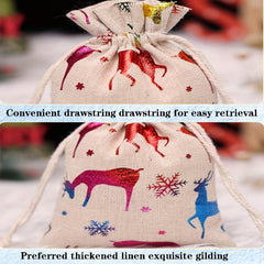 Christmas Bronzing Cotton And Linen Bundle Pocket Gift Cloth Bag