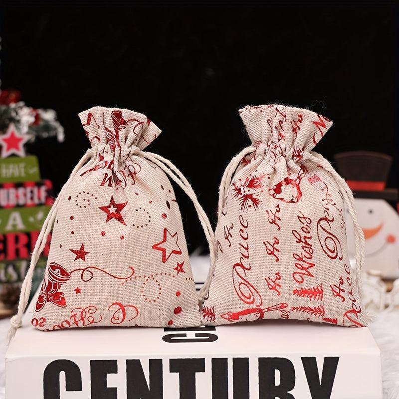 Christmas Bronzing Cotton And Linen Bundle Pocket Gift Cloth Bag