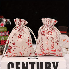 Christmas Bronzing Cotton And Linen Bundle Pocket Gift Cloth Bag