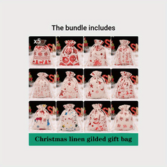 Christmas Bronzing Cotton And Linen Bundle Pocket Gift Cloth Bag