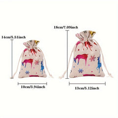Christmas Bronzing Cotton And Linen Bundle Pocket Gift Cloth Bag