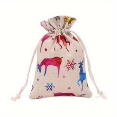 Christmas Bronzing Cotton And Linen Bundle Pocket Gift Cloth Bag