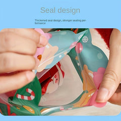 10pcs Christmas Socks Gift Bag Self-sealing Biscuit Candy Packaging