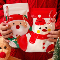 10pcs Christmas Socks Gift Bag Self-sealing Biscuit Candy Packaging