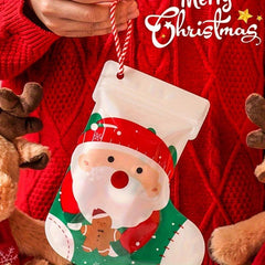 10pcs Christmas Socks Gift Bag Self-sealing Biscuit Candy Packaging