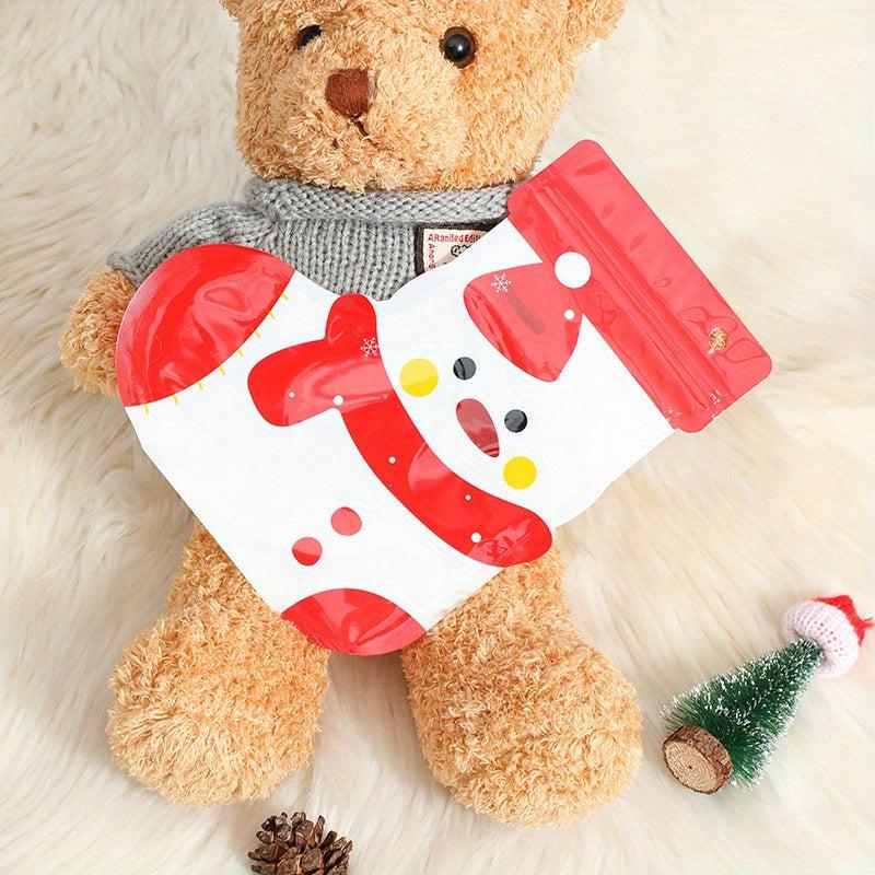 10pcs Christmas Socks Gift Bag Self-sealing Biscuit Candy Packaging
