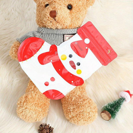 10pcs Christmas Socks Gift Bag Self-sealing Biscuit Candy Packaging