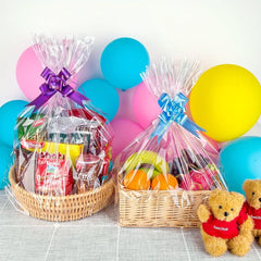 10pcs Clear Cellophane Basket Bags Large Size for Gifts